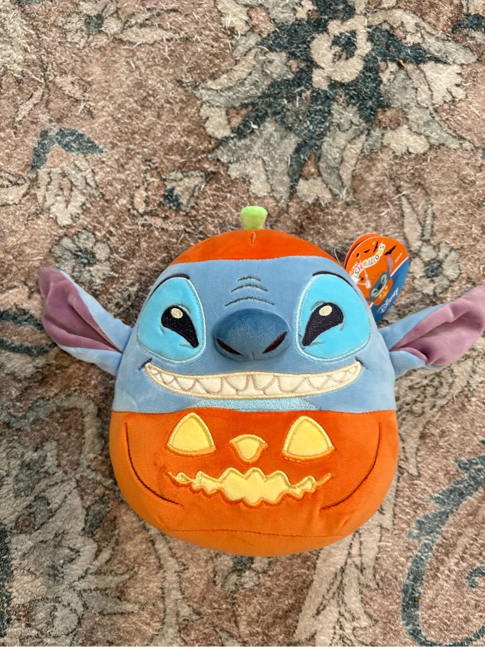 Disney Stitch Squishmallow Halloween Pumpkin Jack-o-Lantern Plush 8"